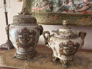 Juego de 2 Jarrones Cerámica y Metal