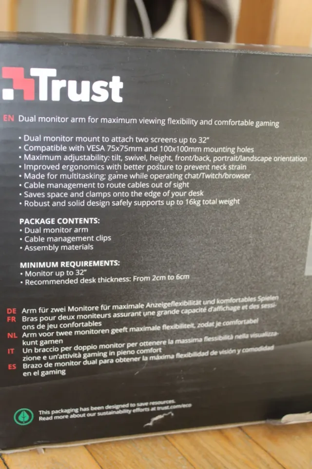 Soporte Doble Monitor Trust MARA Negro