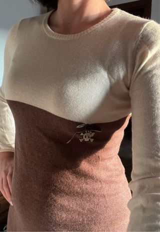 Abito bicolore panna e cioccolato