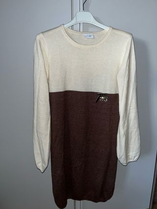 Abito bicolore panna e cioccolato