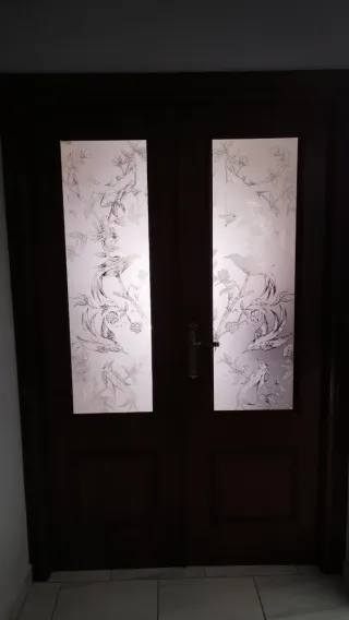 Puertas dobles madera con cristales