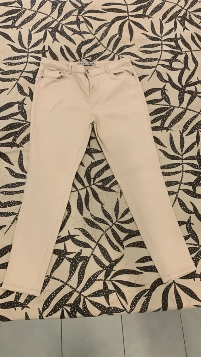 Pantalones beige/rosa