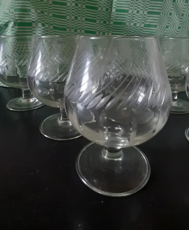 Juego de 9 copas de cristal vintage