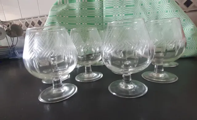 Juego de 9 copas de cristal vintage