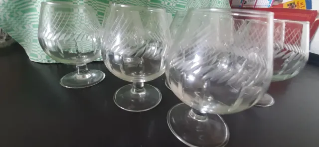 Juego de 9 copas de cristal vintage