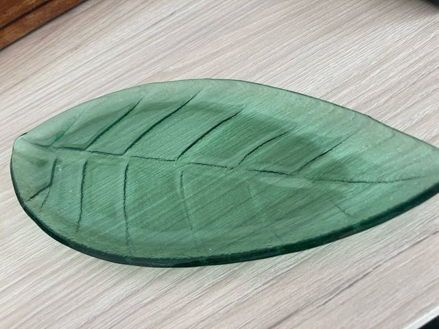 3 Bandejas Cristal Hoja Verde