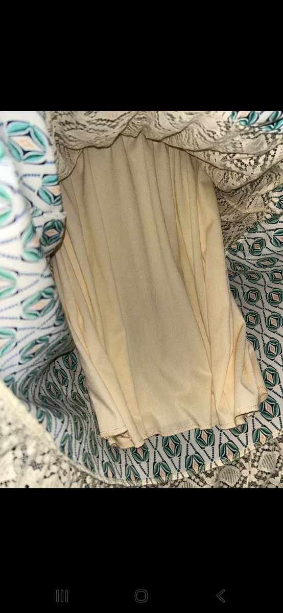 Vestido largo azul y beige talla M