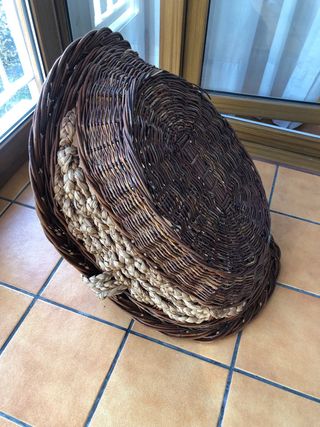 Cesta Grande Mimbre Beige y Marrón