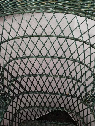 Sillón de mimbre vintage verde