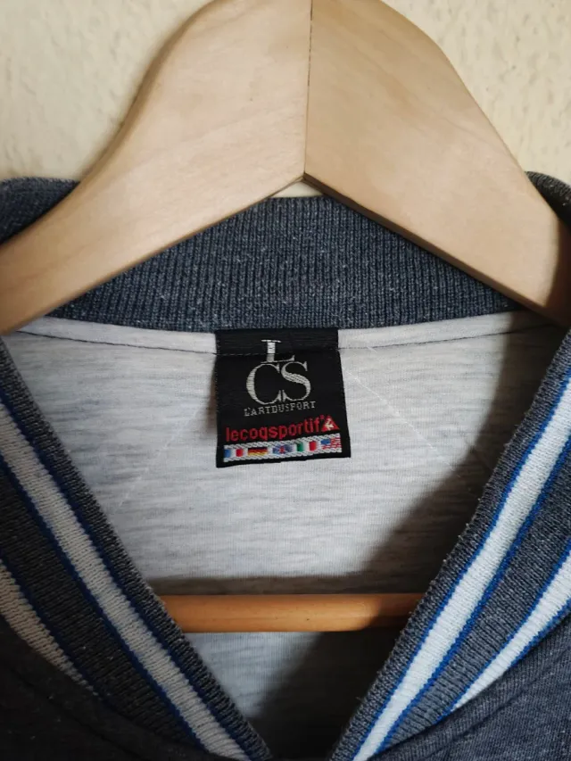 Cazadora deportiva gris y azul