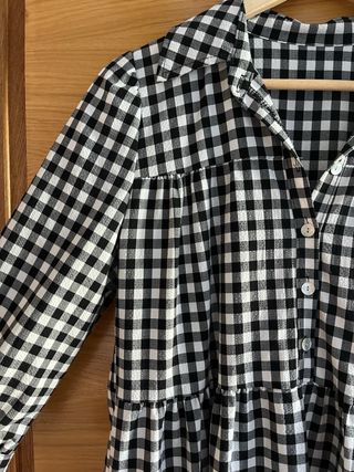 Vestido cuadros vichy blanco y negro