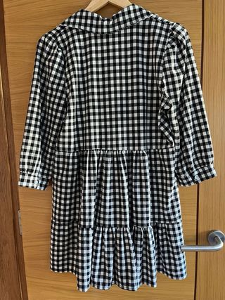 Vestido cuadros vichy blanco y negro