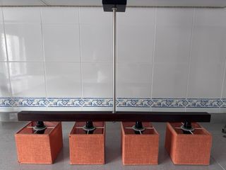 Lámpara de techo 4 tulipas naranja