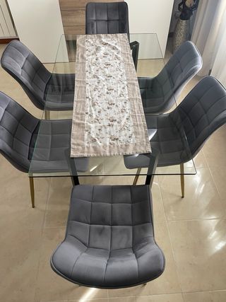 Mesa comedor cristal 6 puestos