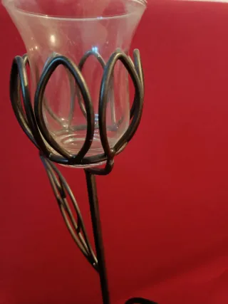 Portacandele vintage grigio in ferro