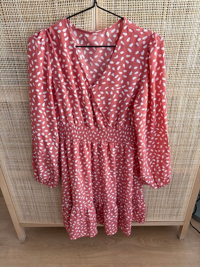 Vestido coral estampado blanco