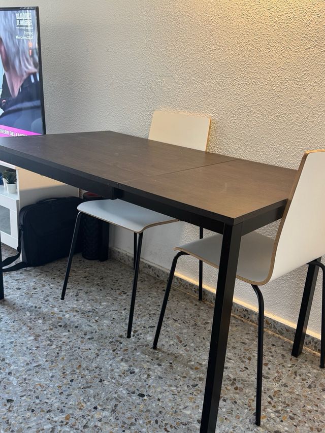 Mesa extensible comedor madera y metal