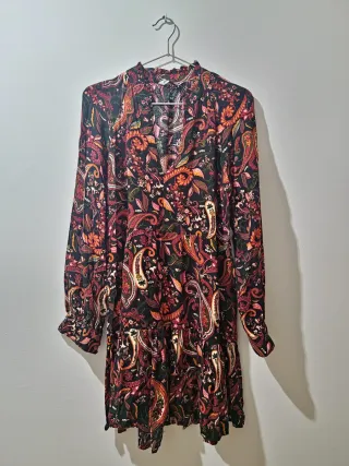 Vestido estampado paisley manga larga