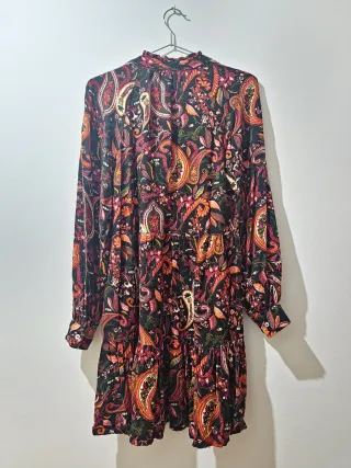 Vestido estampado paisley manga larga