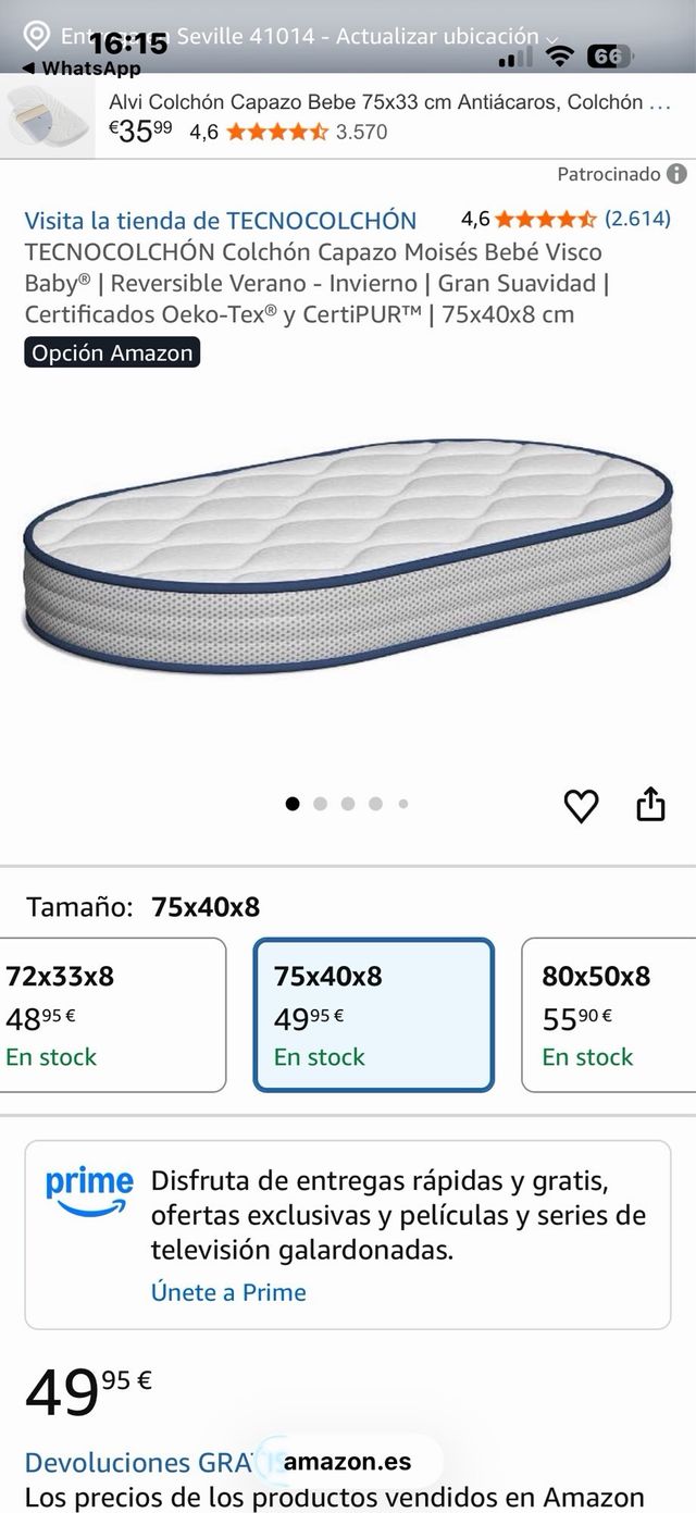 Colchón Minicuna  Moises Ovalado