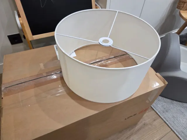 Pantalla de lámpara beige/blanca 40cm