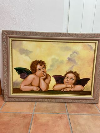 Cuadro pintado a mano con marco medidas 71 x97