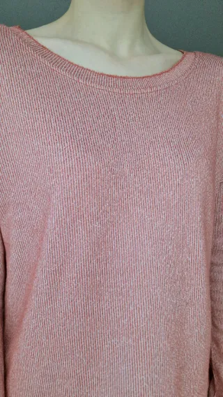 Jersey de punto fino rosa y rojo