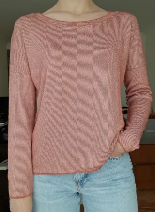 Jersey de punto fino rosa y rojo