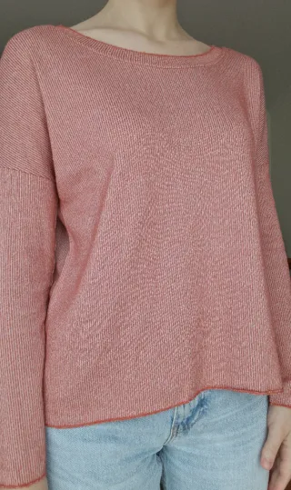 Jersey de punto fino rosa y rojo