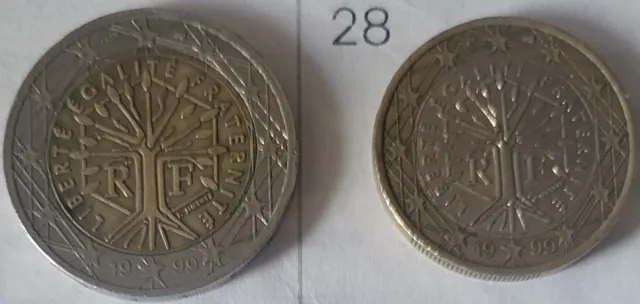 2 Monedas, 2 Euros y 1 Euro Francia