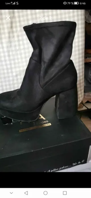 Botines ALDO negros plataforma tacón cuadrado