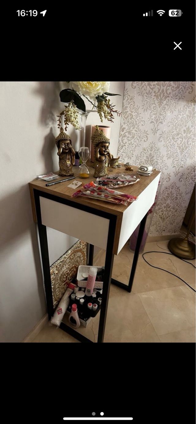 Mesa alta decorativa madera y metal