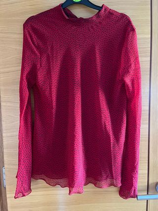 Blusa roja lunares negros Mango