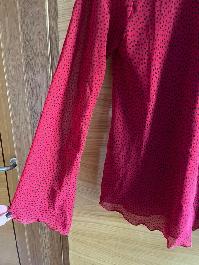 Blusa roja lunares negros Mango