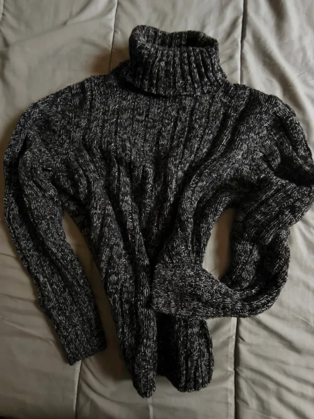 Jersey de punto gris hombre cuello alto talla XXL