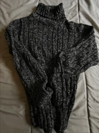 Jersey de punto gris hombre cuello alto talla XXL