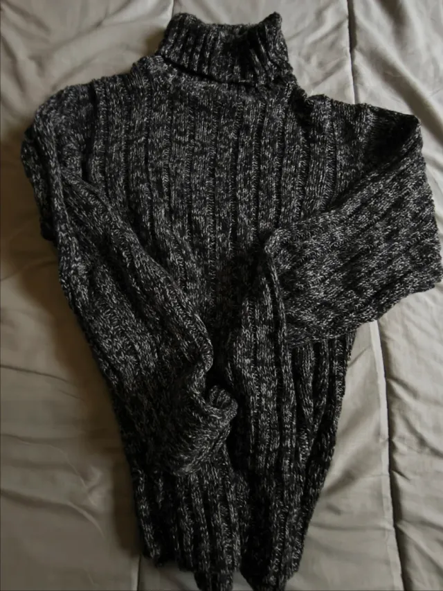 Jersey de punto gris hombre cuello alto talla XXL