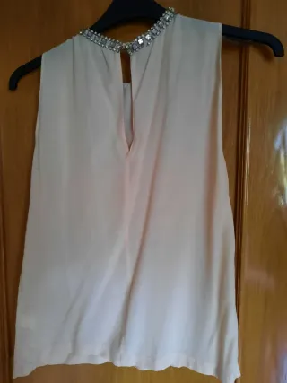 Top pedrería rosa y plateado