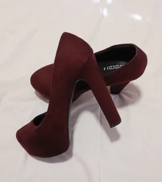 Zapatos tacón plataforma burdeos talla 38
