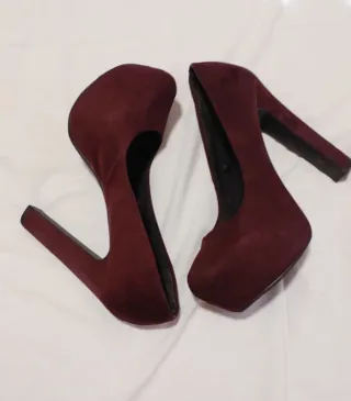 Zapatos tacón plataforma burdeos talla 38