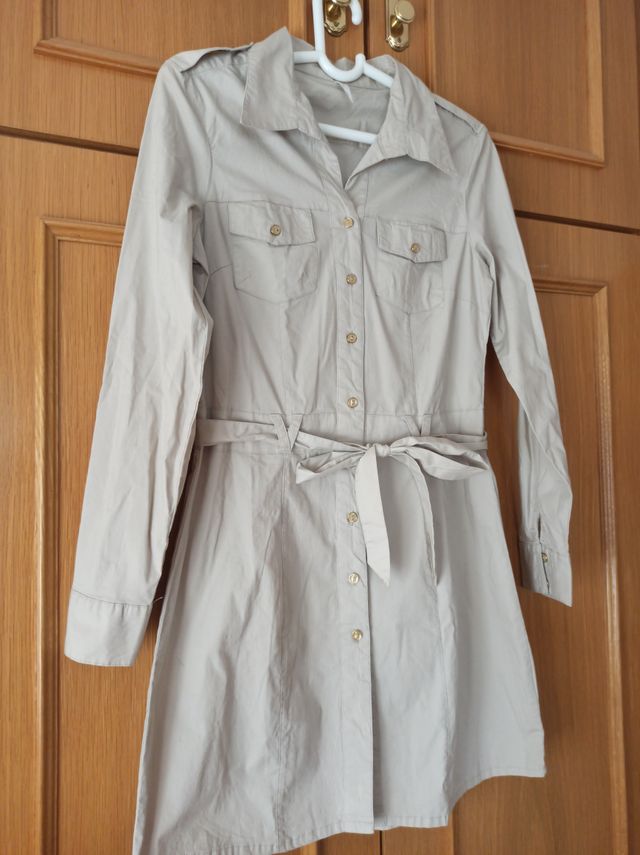 Vestido beige manga larga