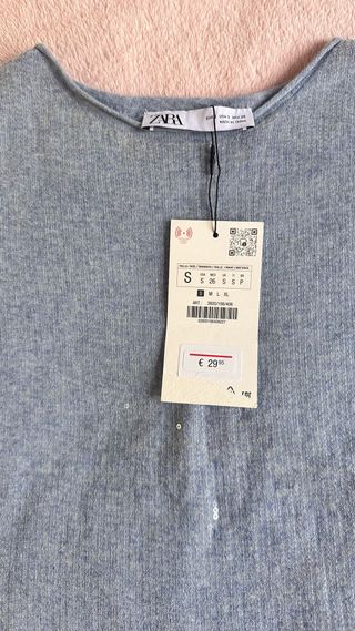 Top Zara punto lentejuelas gris Talla S