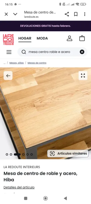 Mesa de centro madera y metal