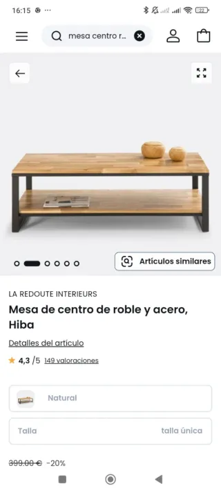 Mesa de centro madera y metal