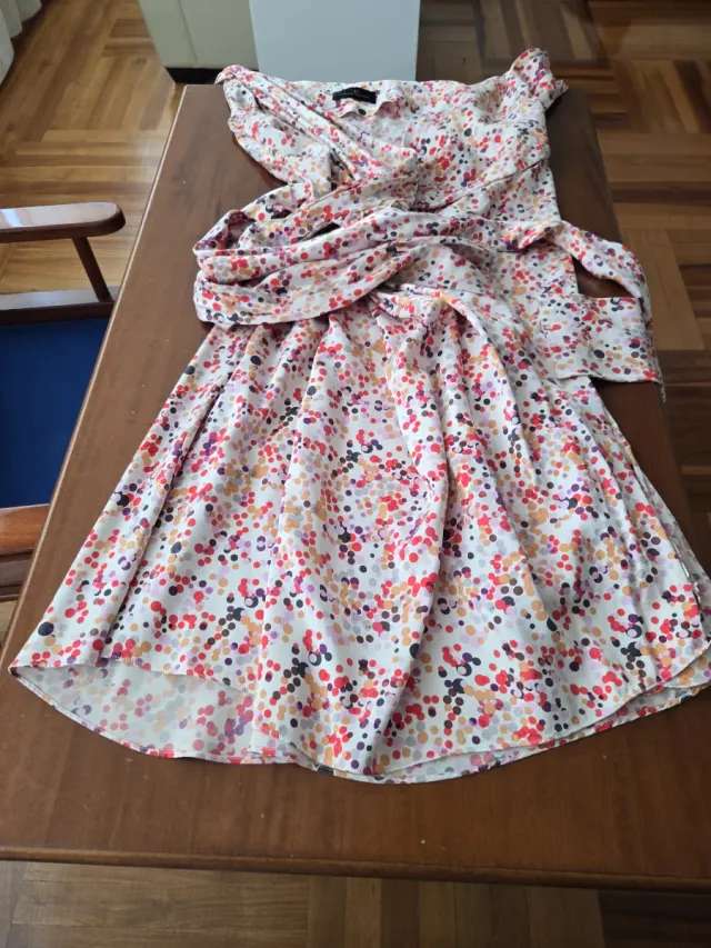 Vestido Seda Estampado Multicolor