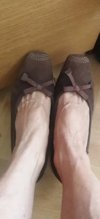 Zapatos cuña ante marrón talla 38