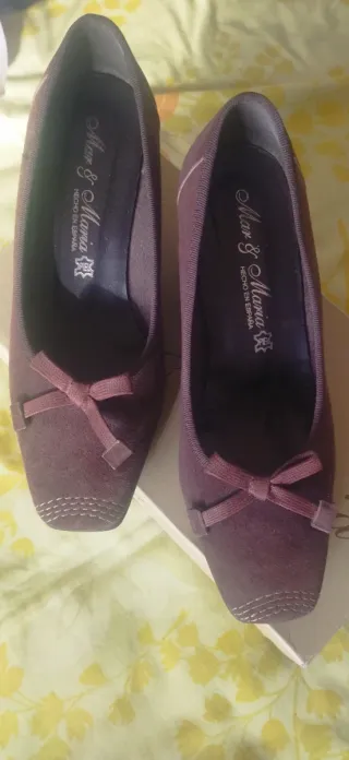 Zapatos cuña ante marrón talla 38