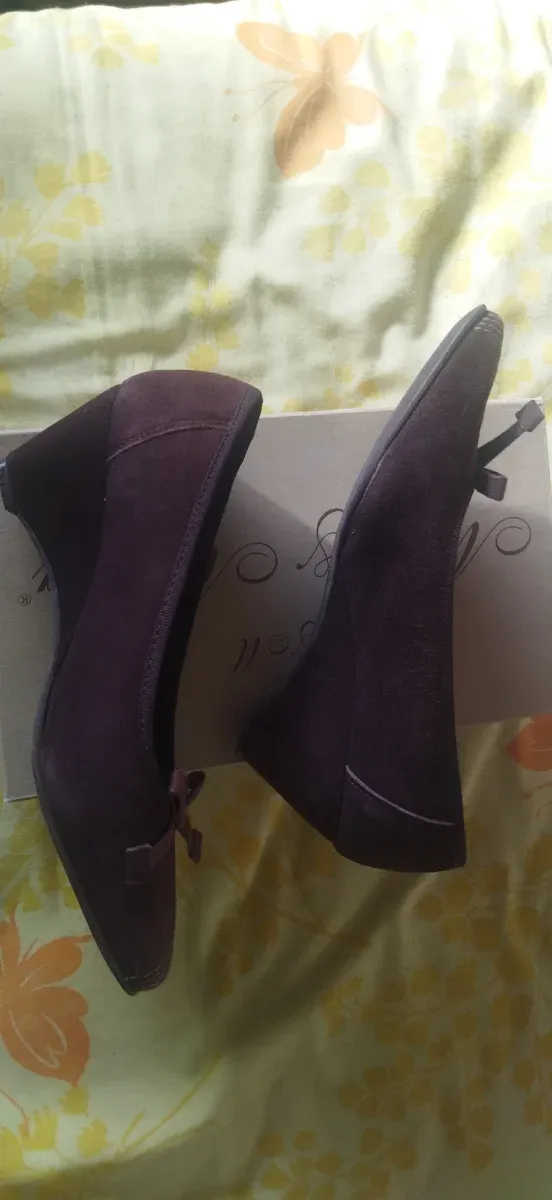 Zapatos cuña ante marrón talla 38