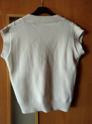 Chaleco de punto crema invierno