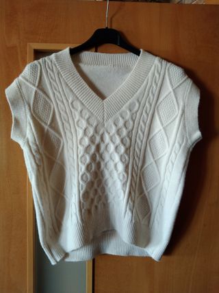 Chaleco de punto crema invierno